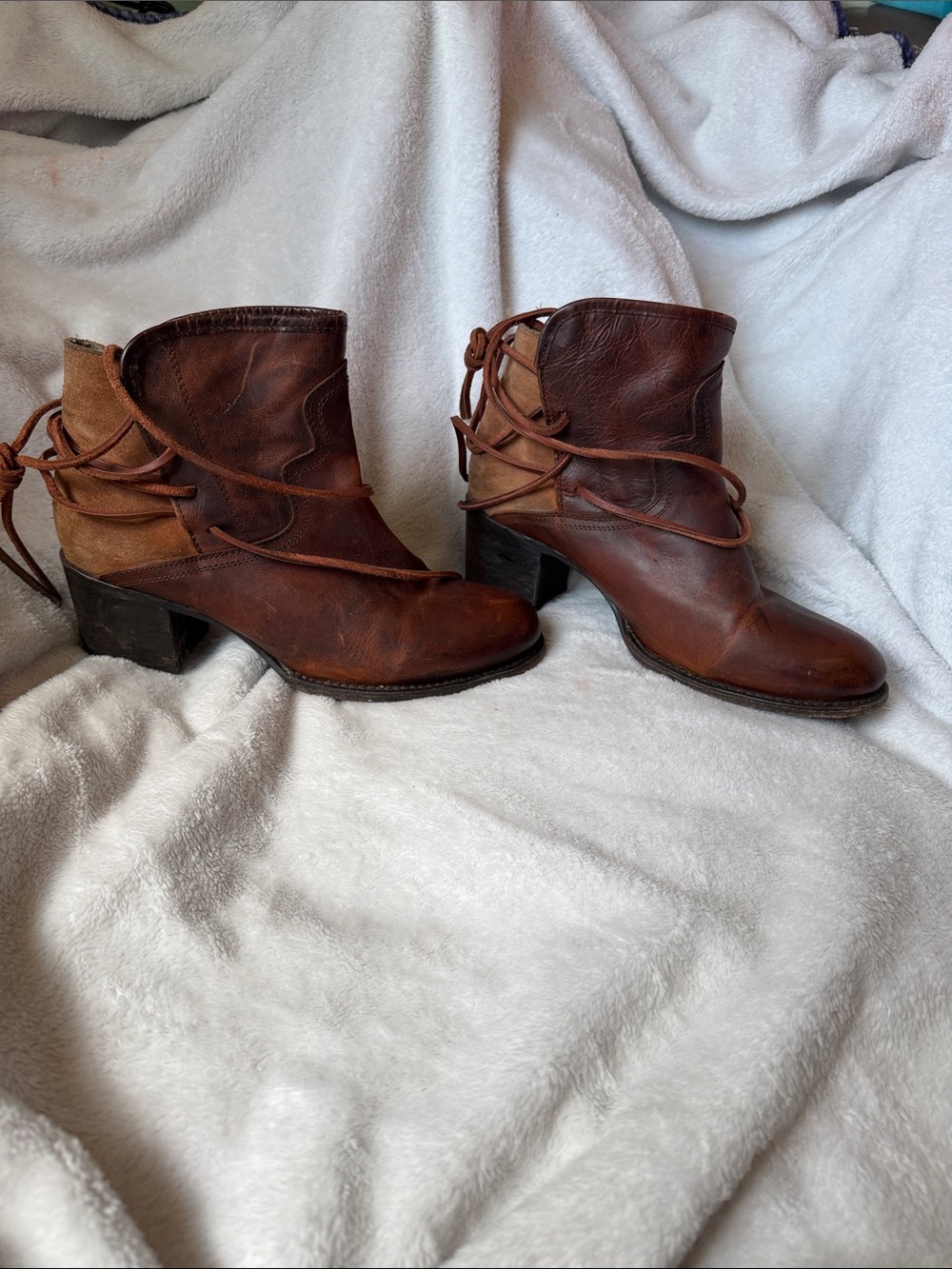 Freebird by Steven Brown Leather Lace-Up Ankle Booties